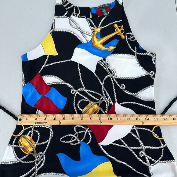 Ralph Lauren Anchor Dress Size M Black Sleeveless Boat Nautical Chain Vintage - Picture 10 of 13